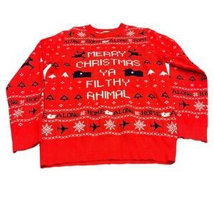 Home Alone Sweater Mens Large Red Merry Christmas Ya Filthy Animal Ugly Holiday